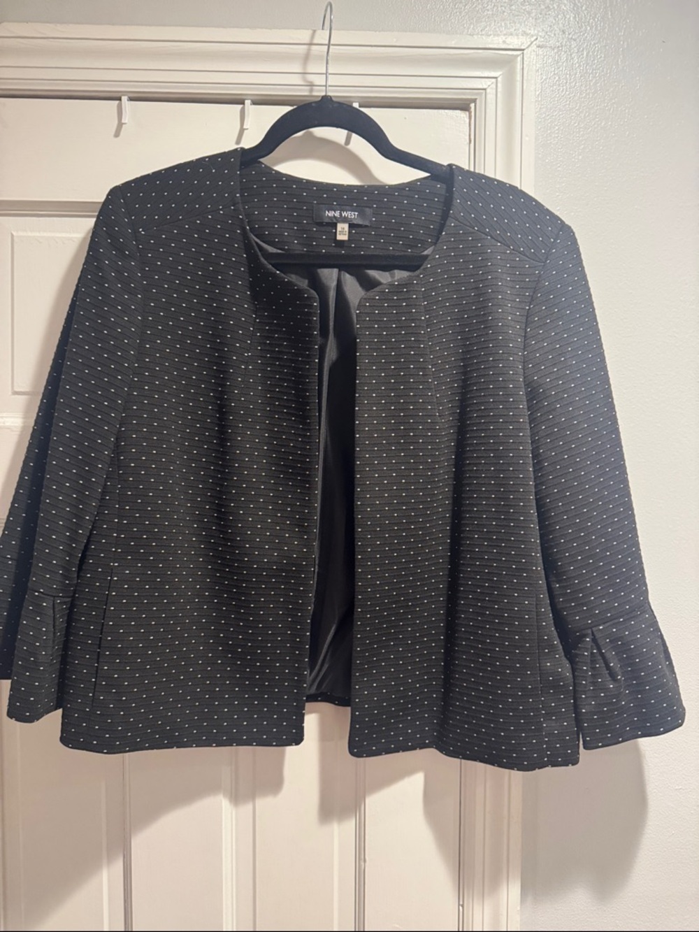 Nine West Black Dot Open-Front Blazer